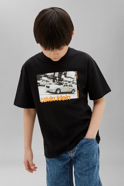 Calvin Klein Jeans T-shirt dziecięcy bawełniany czarny LVCKTJA44B