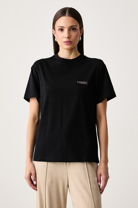 Iceberg T-shirt damski bawełniany czarny FR05 6325