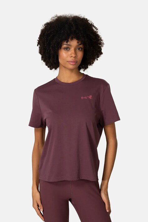 Kari Traa T-shirt damski z bawełną bordowy 624028