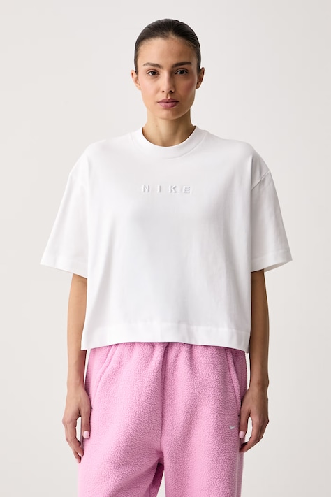 Nike Sportswear Уголемена тениска дамска от памук бяла IO7462.100