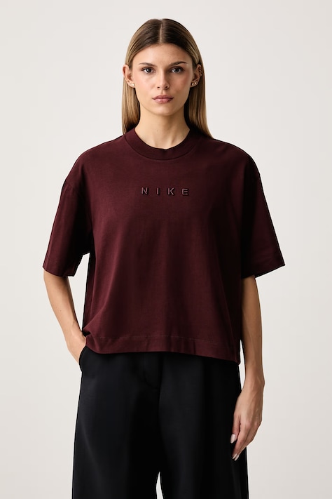 Nike Sportswear Tricou oversized pentru femei din bumbac burgundia IO7462.658
