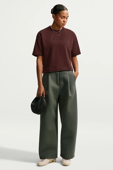 Nike Sportswear T-shirt oversize damski bawełniany bordowy IO7462.658