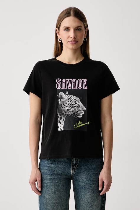 Lola Casademunt T-shirt damski bawełniany czarny LF2615049