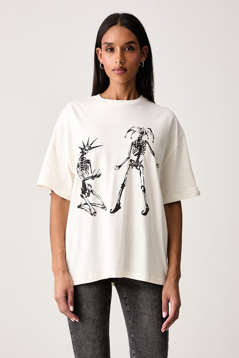 The Ragged Priest T-shirt oversize damski bawełniany beżowy RPHS261018JS