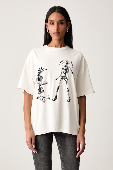 The Ragged Priest T-shirt oversize damski bawełniany beżowy RPHS261018JS