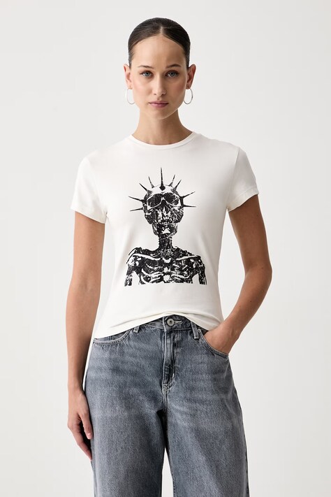 The Ragged Priest T-shirt damski bawełniany z elastanem beżowy RPHS261025JS