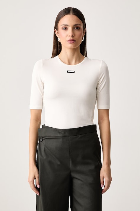 Rotate T-shirt damski beżowy 114787857