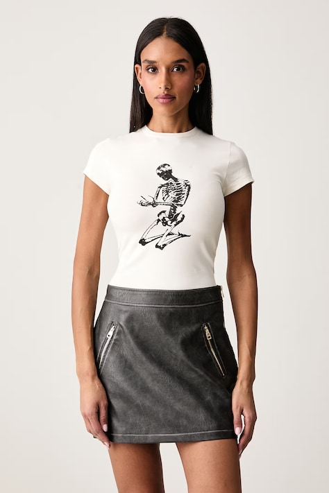 The Ragged Priest T-shirt damski bawełniany z elastanem beżowy RPAW261055JS