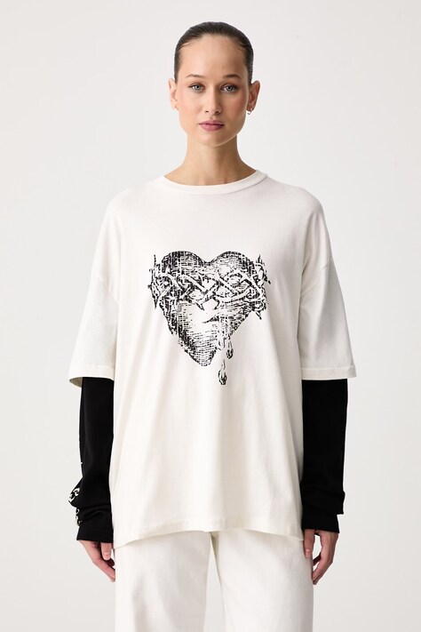 The Ragged Priest Longsleeve damski bawełniany z elastanem beżowy RPAW261045JS