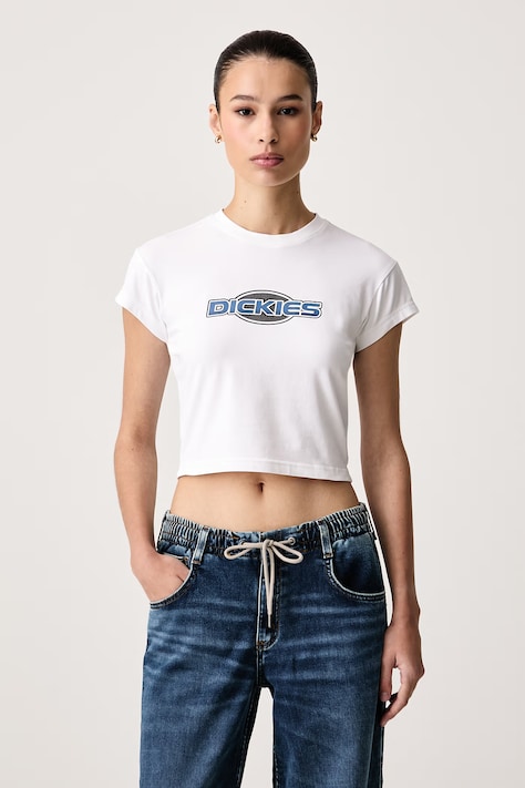 Dickies T-shirt γυναικείο βαμβακερό με ελαστάν λευκό DK0A8CHO0WH1