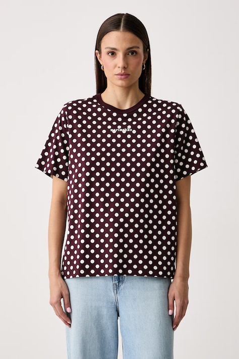 Marimekko T-shirt damski bawełniany bordowy 096216