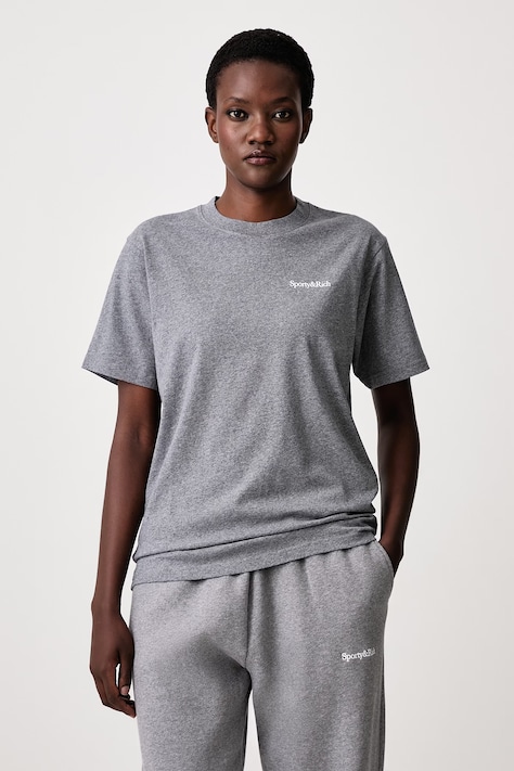 Sporty & Rich Serif Logo T-shirt bawełniany damski szary TO11984300GY34