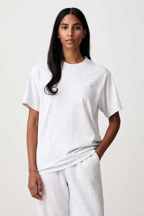 Sporty & Rich Serif Logo T-shirt bawełniany damski szary TO11984300GY03