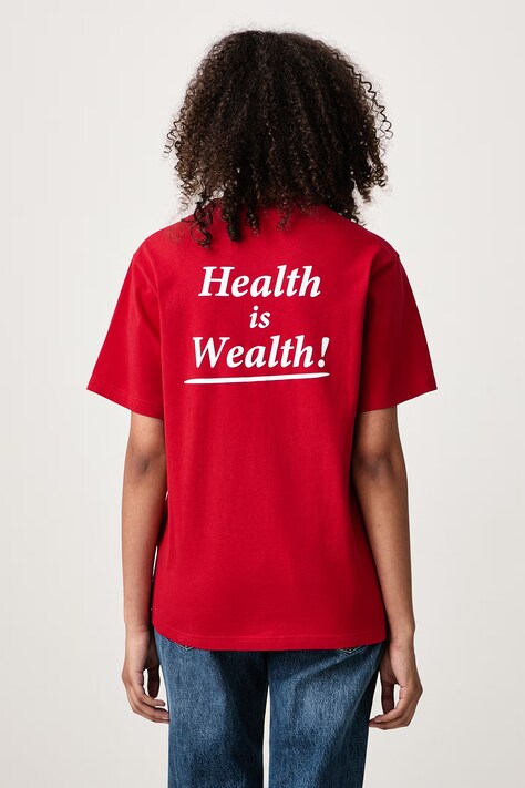 Sporty & Rich Health is Wealth T-shirt bawełniany damski czerwony TO11985300RE15