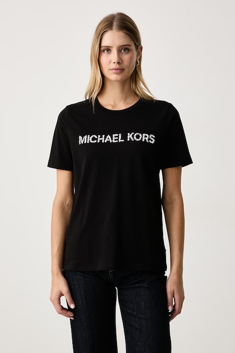 MICHAEL Michael Kors T-shirt damski bawełniany czarny MF6528F97J