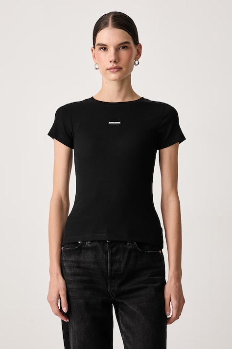 Guess Jeans T-shirt damski bawełniany z elastanem czarny W6BP04 K5468