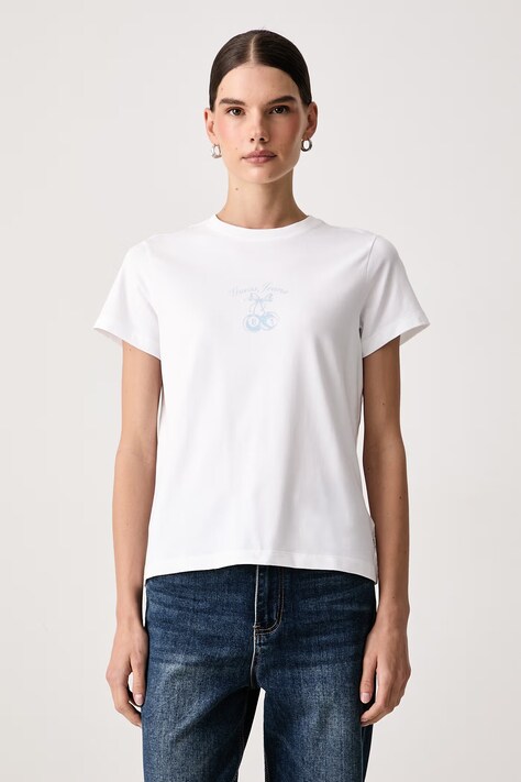 Guess Jeans T-shirt damski bawełniany z elastanem biały W6BI15 K5599