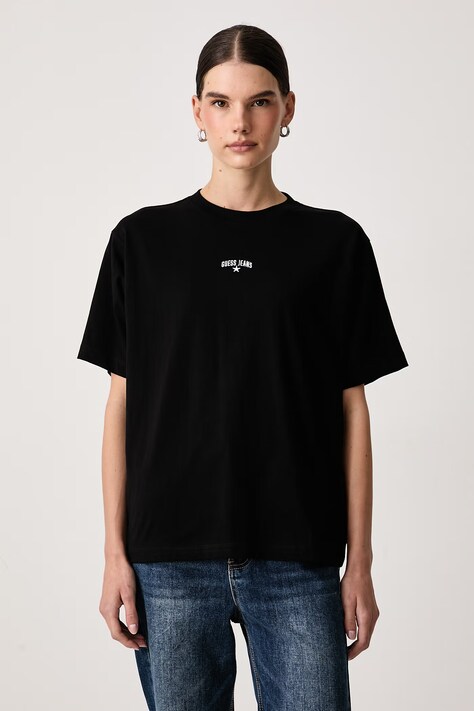 Guess Jeans T-shirt damski bawełniany czarny W6BI10 K5407