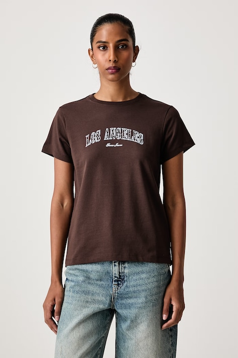Guess Jeans T-shirt damski z bawełną brązowy W6BI09 K5310