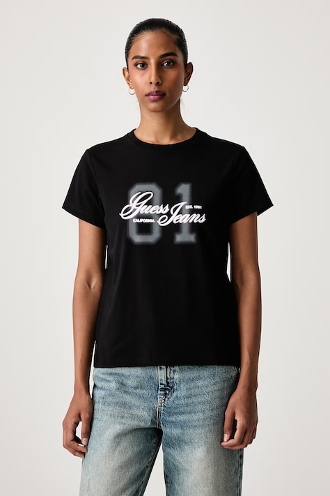 Guess Jeans T-shirt damski z bawełną czarny W6BI07 K5305