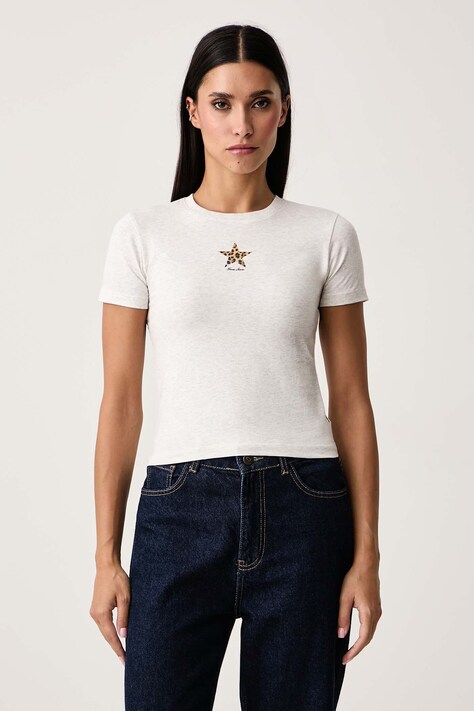 Guess Jeans T-shirt damski bawełniany z elastanem szary W6BI05 K5301