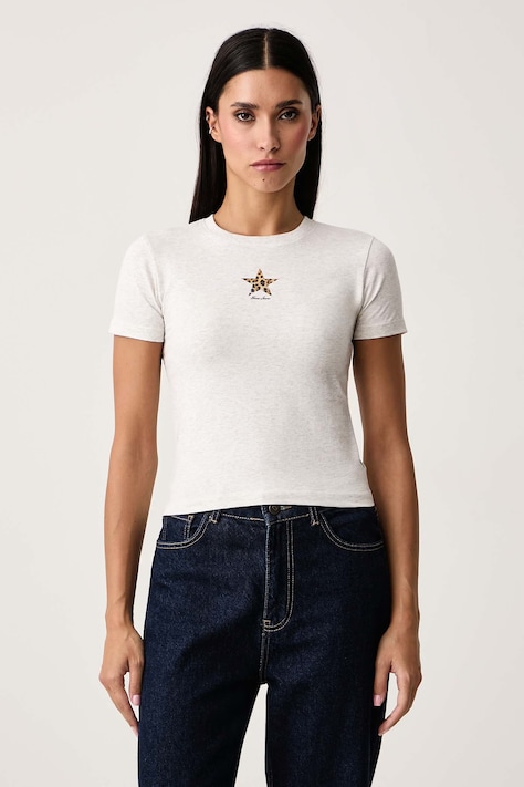 Guess Jeans T-shirt damski bawełniany z elastanem szary W6BI05 K5301