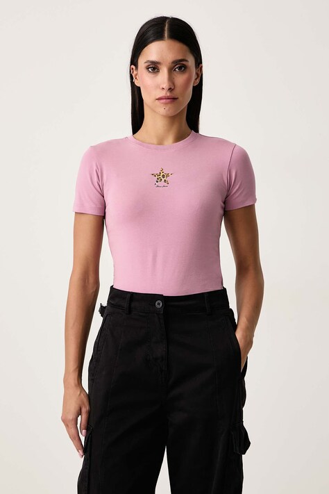 Guess Jeans Tricou pentru femei din bumbac cu elastan violet W6BI05 K5301