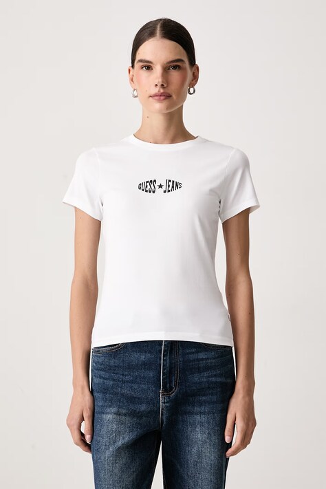 Guess Jeans Tricou pentru femei cu bumbac alb W6BI03 K5295