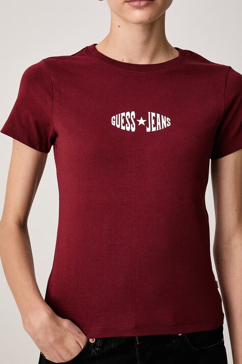 Guess Jeans Tricou pentru femei cu bumbac burgund W6BI03 K5295