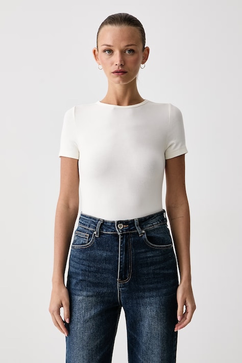 Eleh T-shirt damski z wiskozą beżowy EFW260041