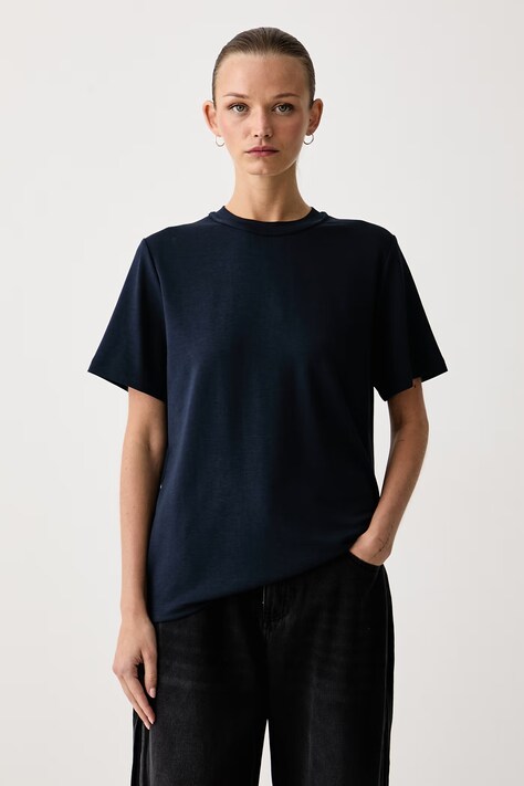 Eleh T-shirt basic damski z modalem granatowy EFW260244