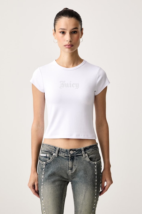 Juicy Couture Футболка для женщин с вискозой OLD GOTHIC JUICY BABY белая JCWCT226326