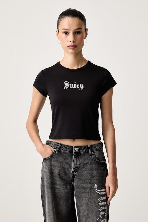 Juicy Couture Majica za žene s viskozom OLD GOTHIC JUICY BABY crna JCWCT226326