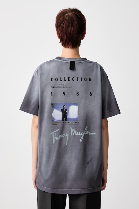 MUGLER T-shirt bawełniany damski szary 26F3TS01286032