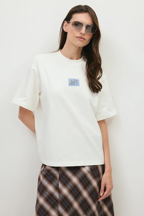 BIZUU T-shirt damski bawełniany PARADISO biały PARADISO KREMOWY
