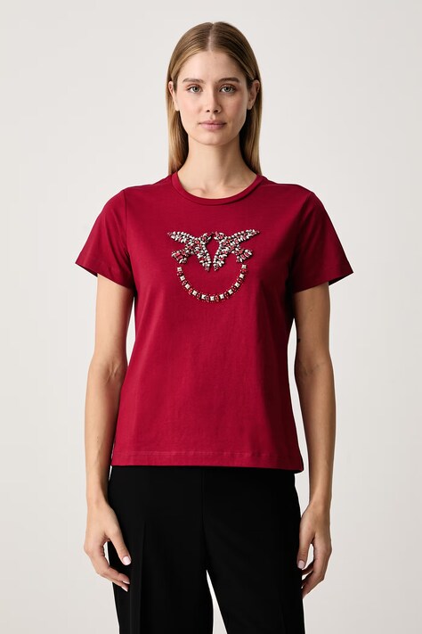 Pinko T-shirt damski z bawełną czerwony 100535 A3JP