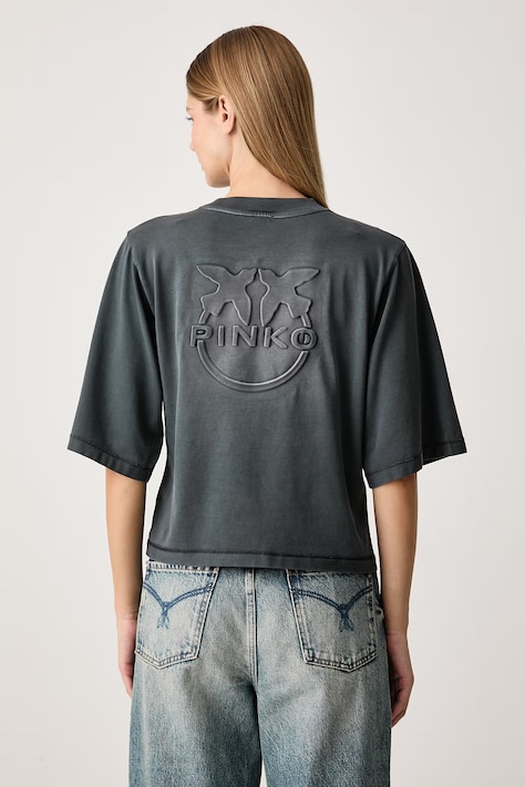 Pinko T-shirt damski bawełniany szary 104604 A3KF