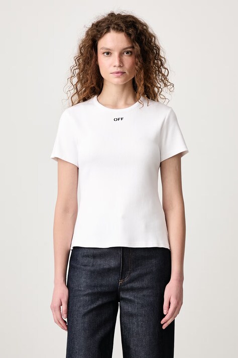 Off-White Off Stamp Rib majica od pamuka s elastanom za žene bijela 2FA00679T