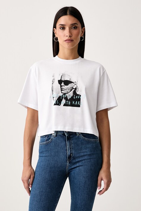 Karl Lagerfeld Jeans T-shirt damski bawełniany x Pietro Terzini biały B4W17078