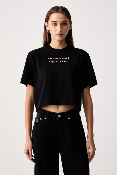 Karl Lagerfeld Jeans T-shirt damski bawełniany x Pietro Terzini czarny B4W17075