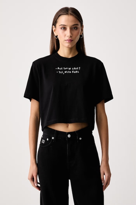 Karl Lagerfeld Jeans T-shirt damski bawełniany x Pietro Terzini czarny B4W17075