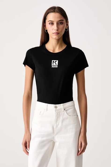 Karl Lagerfeld Jeans Тениска дамска с модал черна B4W17009