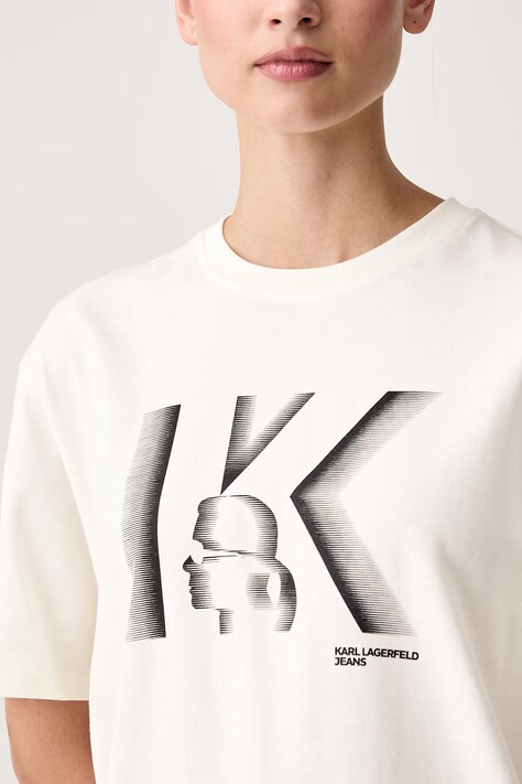 Karl Lagerfeld Jeans футболка жіноча бавовняна — AW26-TSDZ1P, бежевий — фото 4