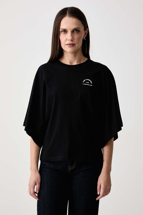 Karl Lagerfeld Oversize kratka majica ženska bombažna črna B4W17040