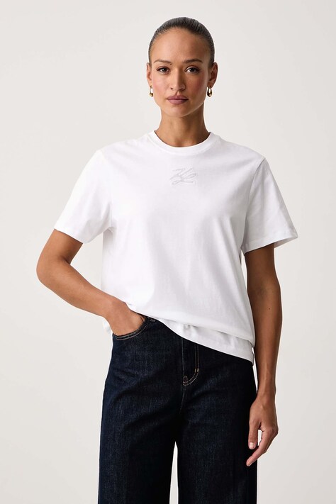 Karl Lagerfeld T-shirt damski bawełniany biały B4W17045