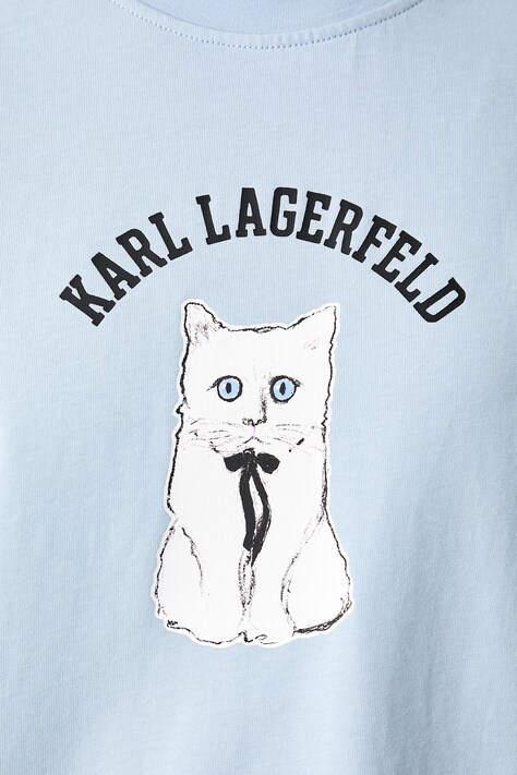 Karl Lagerfeld футболка жіноча бавовняна з еластаном — AW26-TSDZ23, блакитний — фото 4