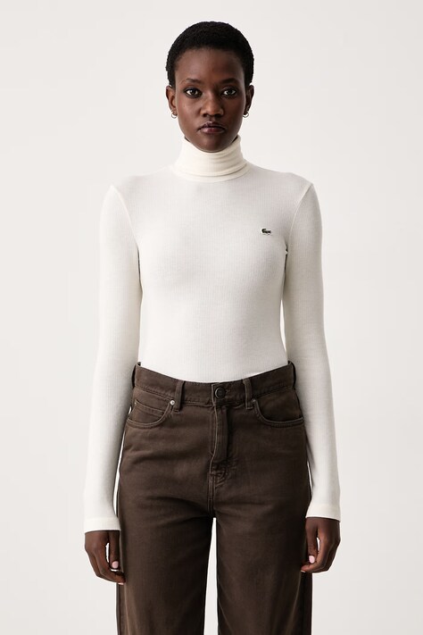 Lacoste Longsleeve damski z wełną beżowy TF9297