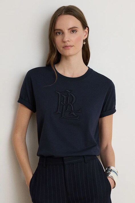 Lauren Ralph Lauren T-shirt damski bawełniany granatowy 200P13915