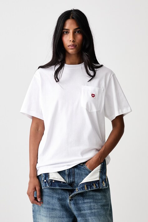 Carhartt WIP Pocket Small Heart T-Shirt bawełniany damski biały I037166