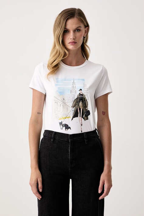 DKNY T-shirt damski z modalem biały P63M1WNA